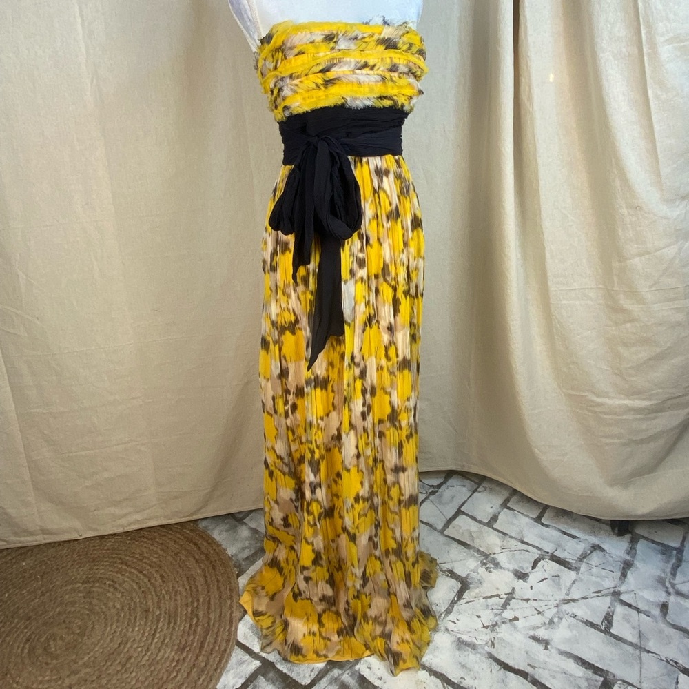 BCBG max Azria black and yellow evening gown size 10
